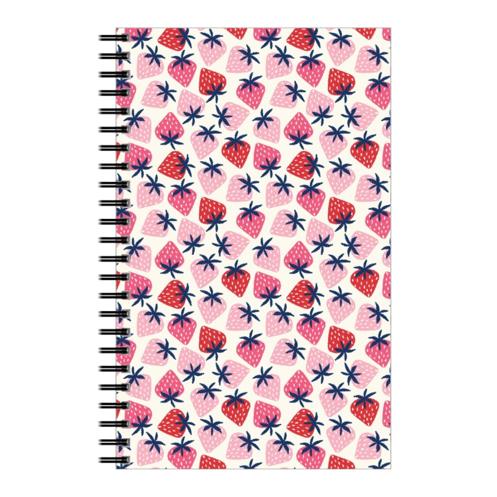 Strawberries - Pink and Red Notebook, 5x8, Pink