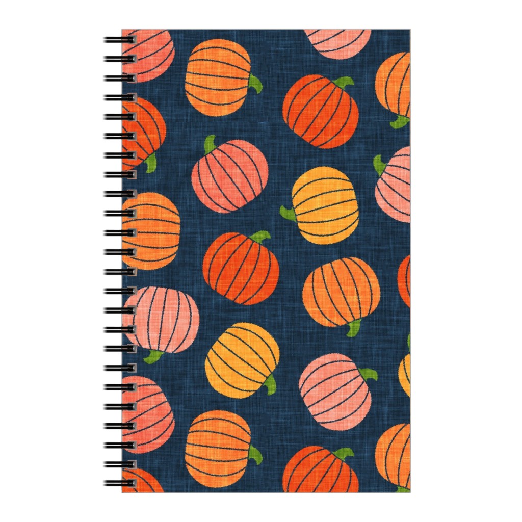 Pumpkin Toss - Orange on Blue Notebook, 5x8, Orange