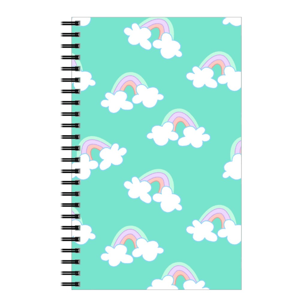 Nicola Unicorn Rainbows Notebook, 5x8, Green