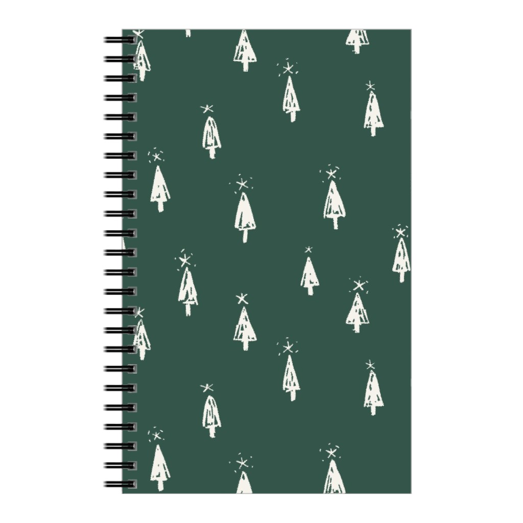 Christmas Trees on Pine Needle Notebook, 5x8, Green, Pine