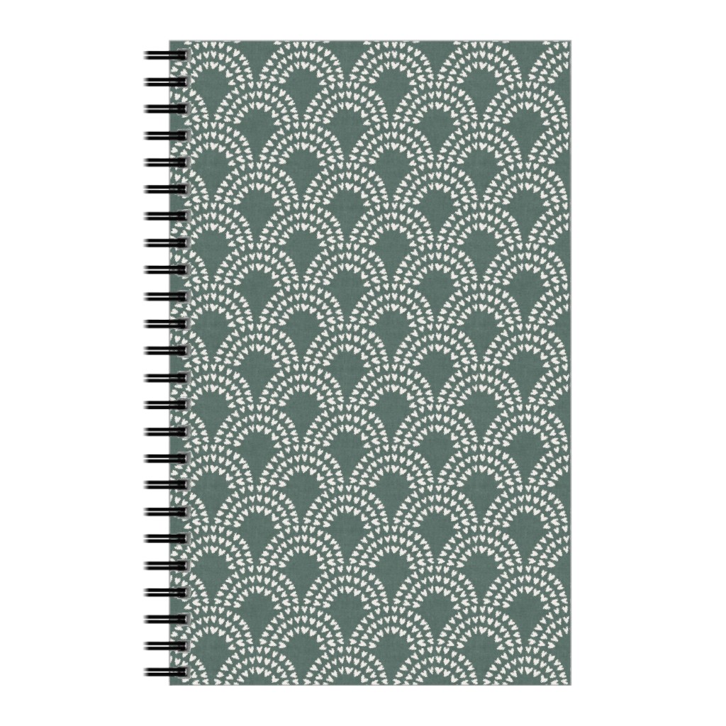 Scalloped Heart Rainbows - Pine Green Notebook, 5x8, Green