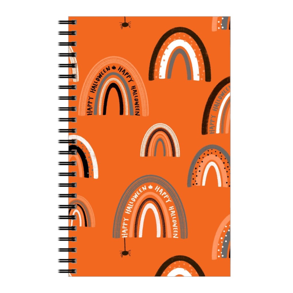 Happy Halloween Rainbows - Orange Notebook, 5x8, Orange