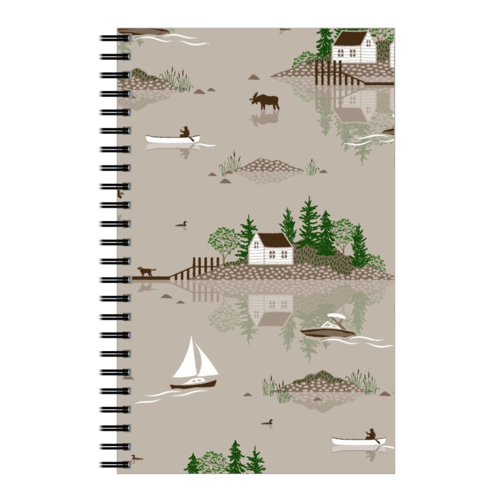 Boating on the Lake - Beige Notebook, 5x8, Beige