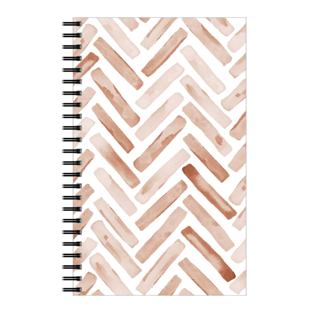 Painted Chevron Herringbone Notebook, 5x8, Brown