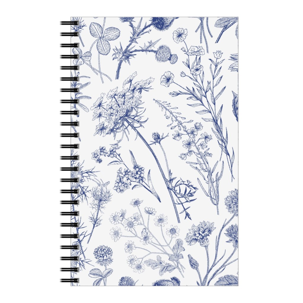 Wild Flowers - Blue Notebook, 5x8, Blue