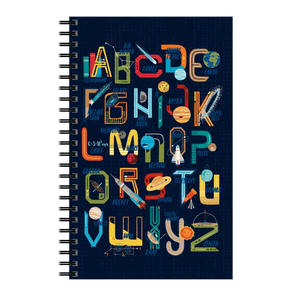 Outer Space Alphabet - Rocket, Planets, Science, Astronomy & Stem Notebook, 5x8, Multicolor