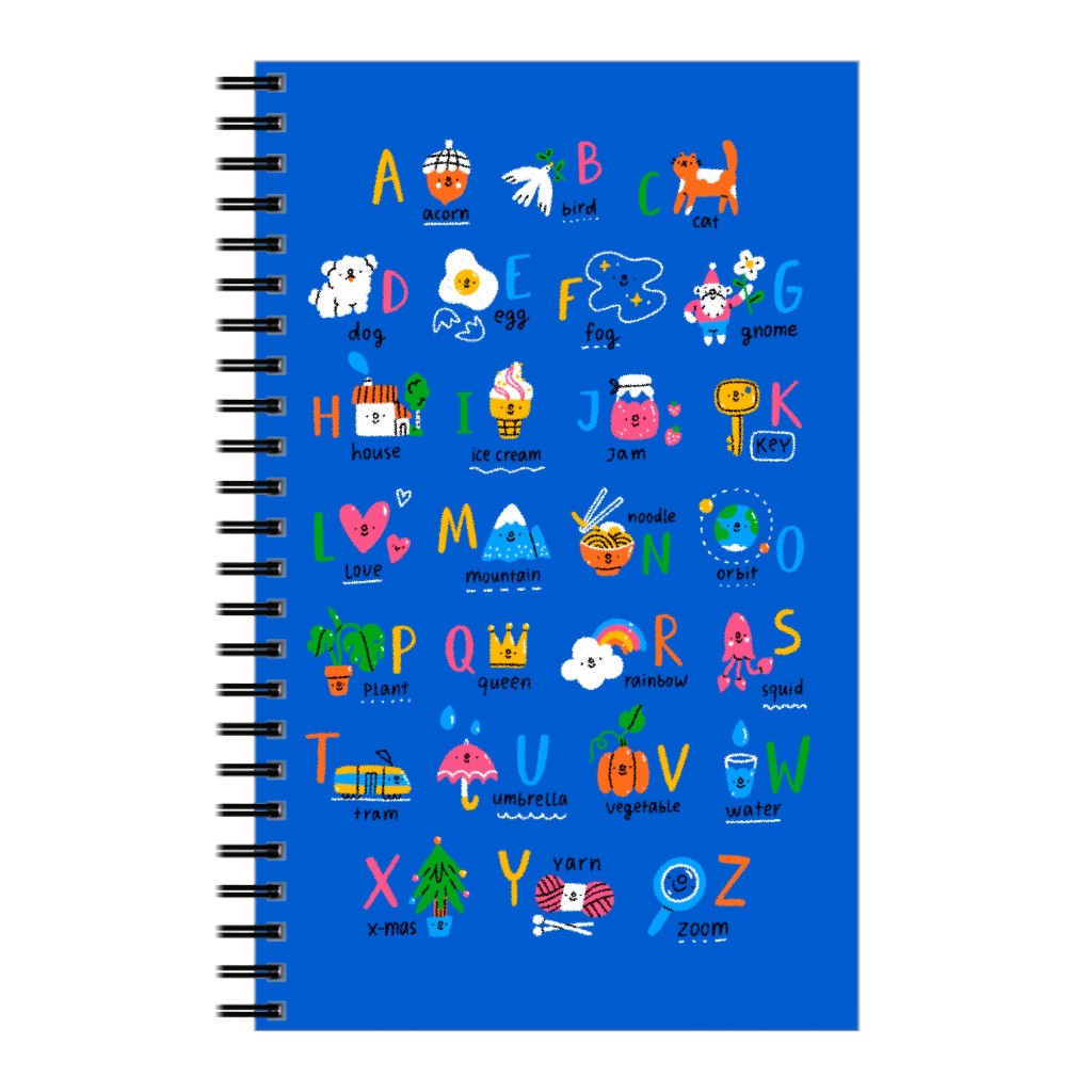 Easy and Fun Alphabet for Kids - Blue Notebook, 5x8, Blue, True Blue