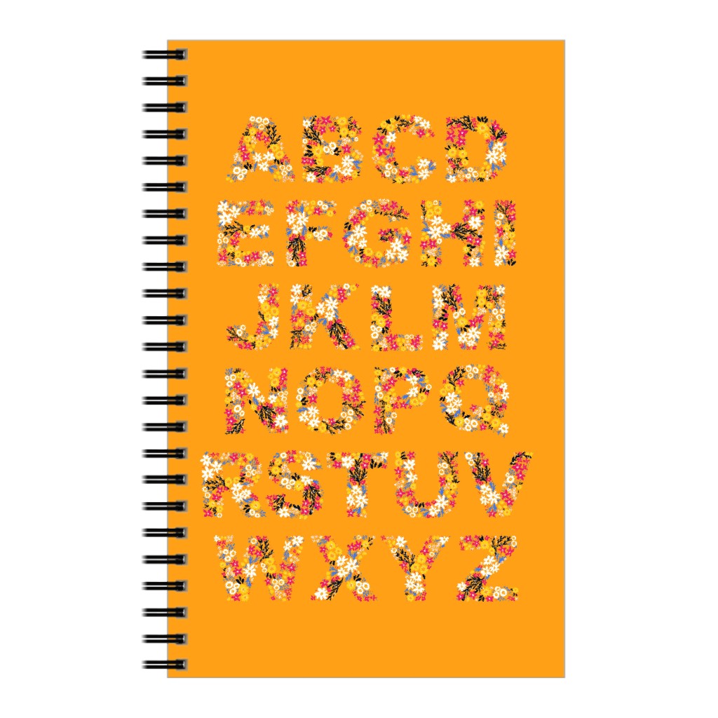Rustic Wildflower Alphabet Notebook, 5x8, Orange