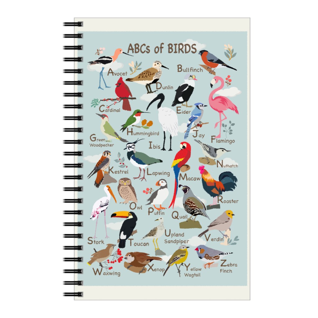 Abcs of Birds Notebook, 5x8, Multicolor