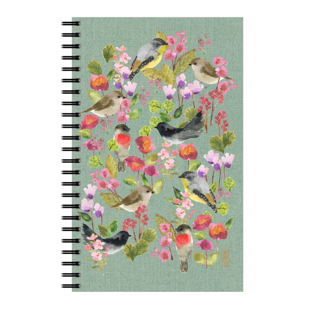 Winter Birds in the Garden Notebook, 5x8, Multicolor