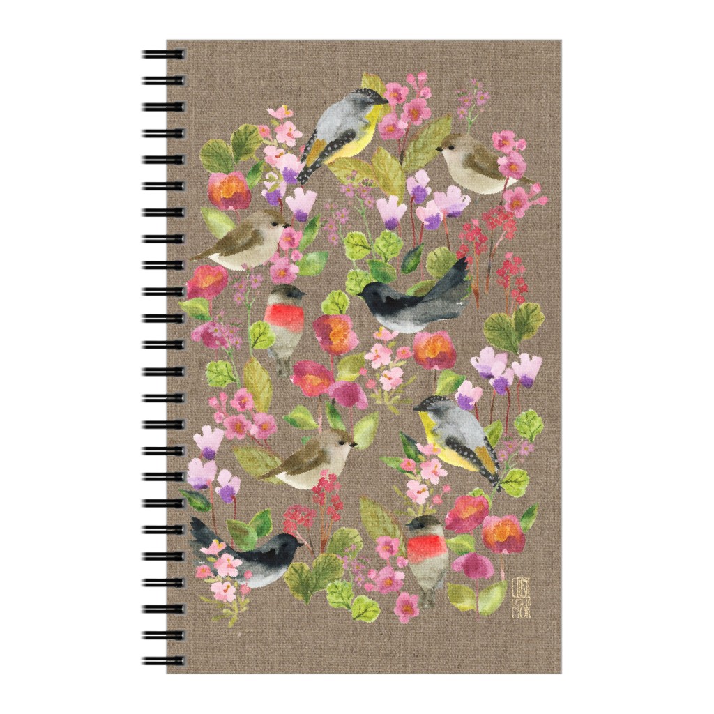 Winter Birds in the Garden Notebook, 5x8, Multicolor