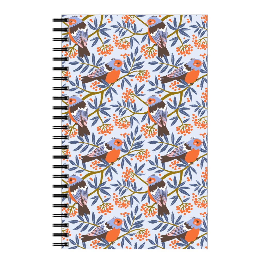 Winter Birds and Red Berries Notebook, 5x8, Multicolor