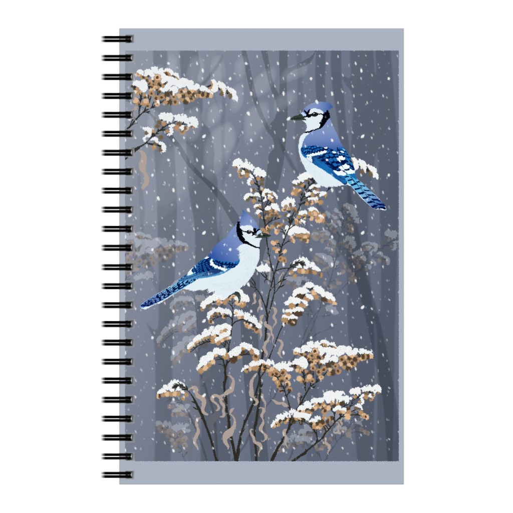 Winter Bluebirds Notebook, 5x8, Gray