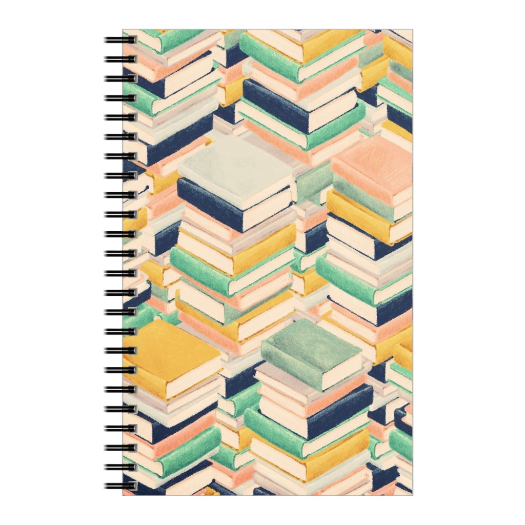 Book Stacks Notebook, 5x8, Yellow, Champagne