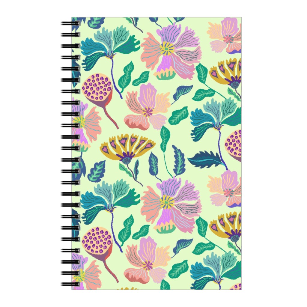 Indian Florals - Light Green Notebook, 5x8, Multicolor