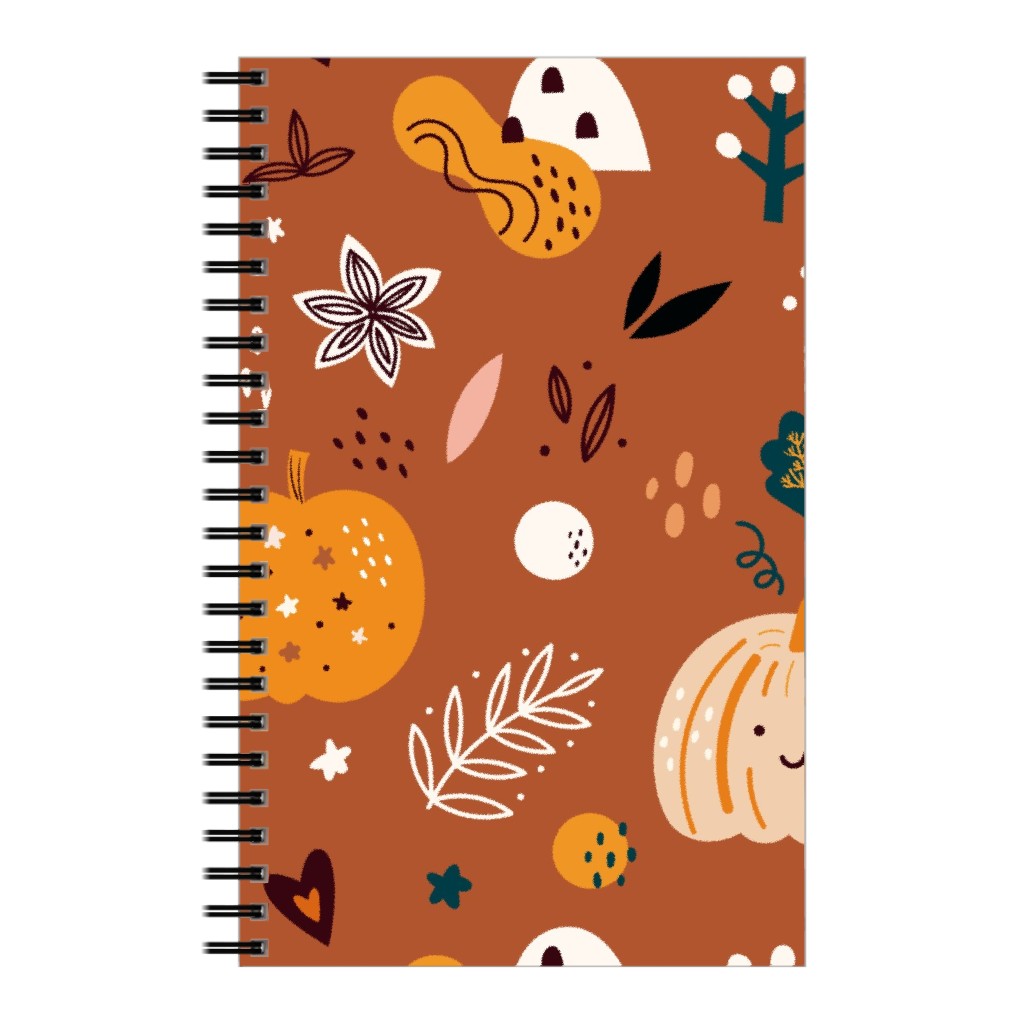 Autumn Pattern - Orange Notebook, 5x8, Orange