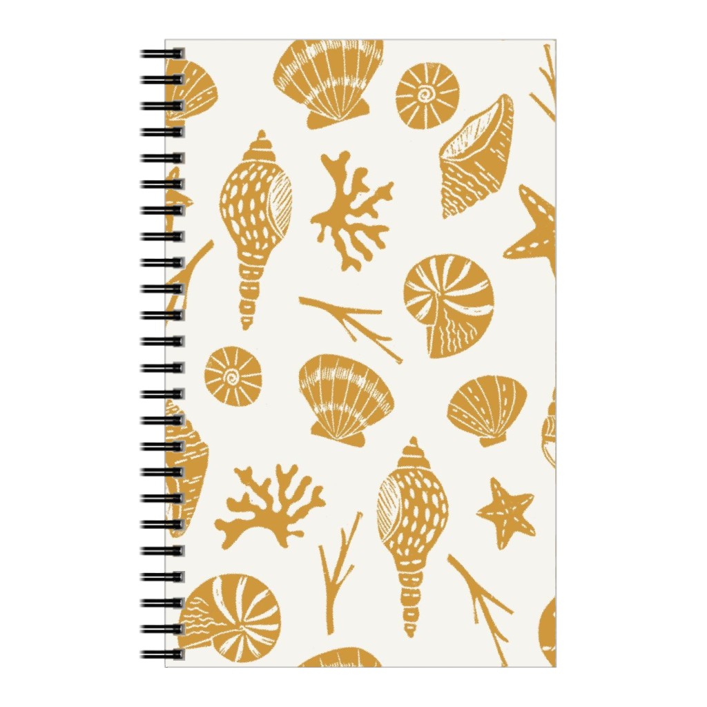 Seashells - Gold Notebook, 5x8, Yellow