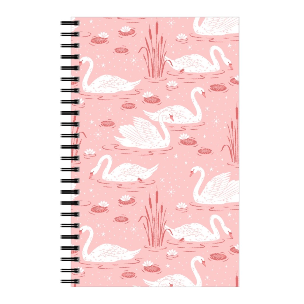 Summer Swans Notebook, 5x8, Pink, Bloom