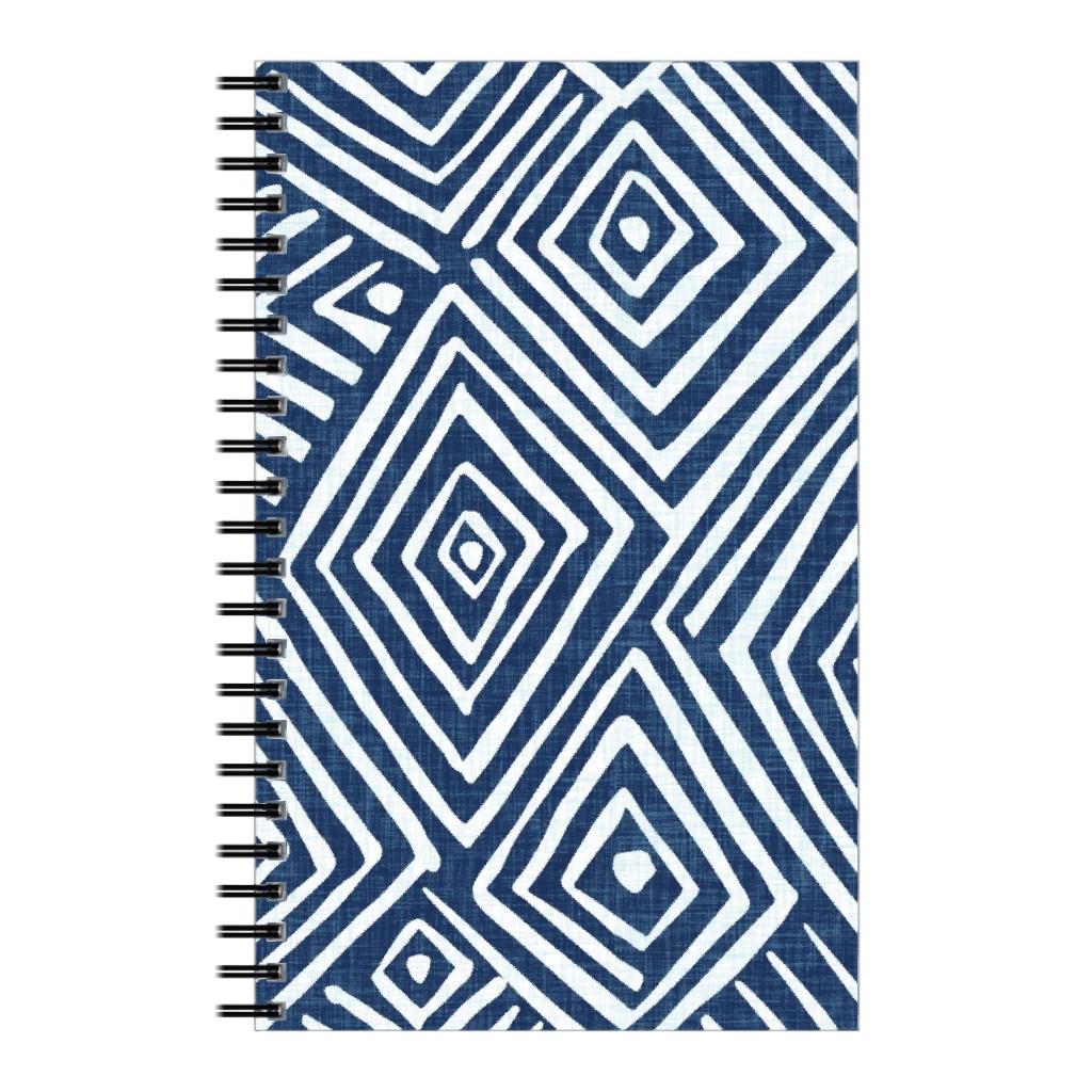 Diamond Mud Cloth -Blue Notebook, 5x8, Blue