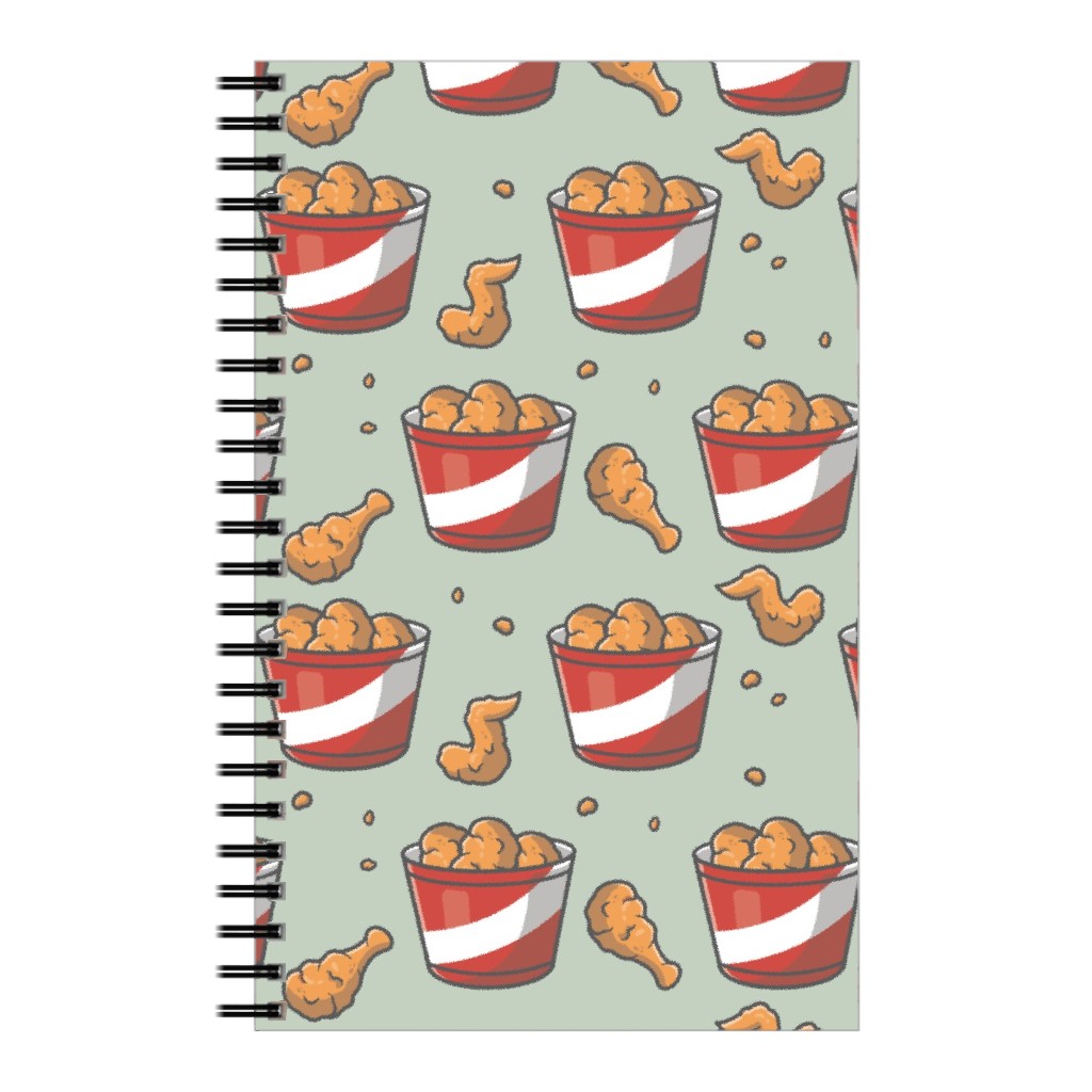 Fried Chicken Bucket Notebook, 5x8, Green, Frosted Glass