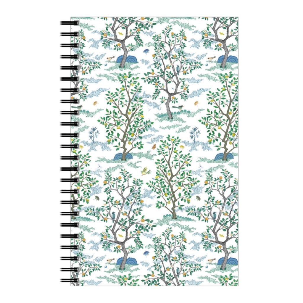 Natural Scatter Citrus Tree - White Notebook, 5x8, Green