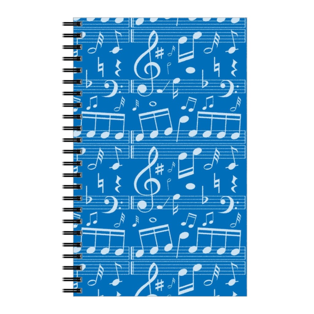 Music Notes - Blue Notebook, 5x8, Blue