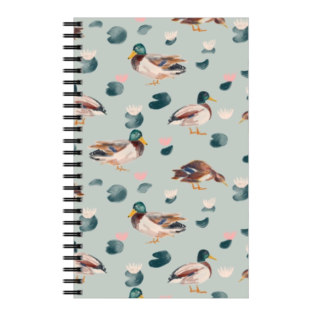 Mallard Ducks Notebook, 5x8, Green, Pebble