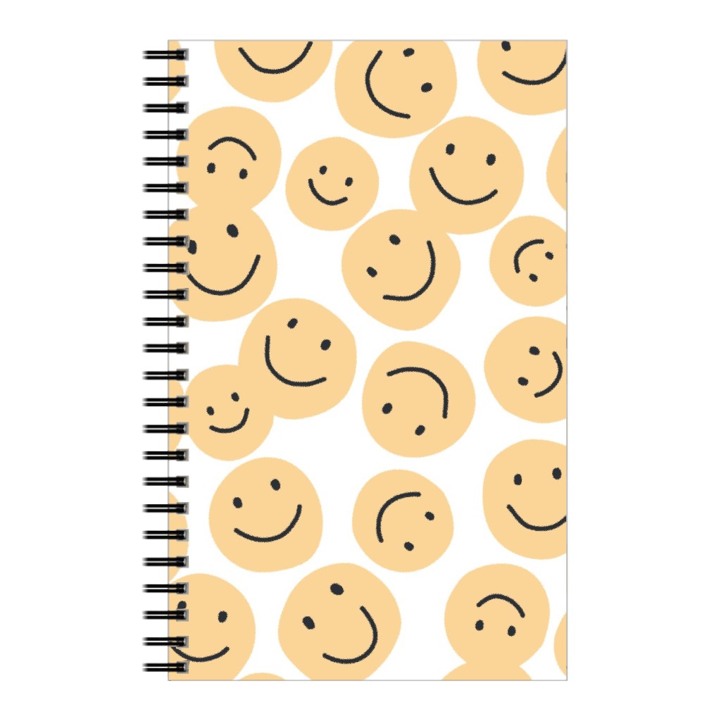 Happy Smiley Faces - Yellow Notebook, 5x8, Yellow