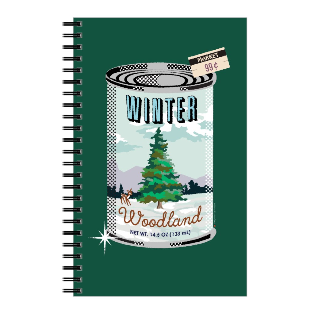 Canned Woods - Winter Woodland Notebook, 5x8, Green