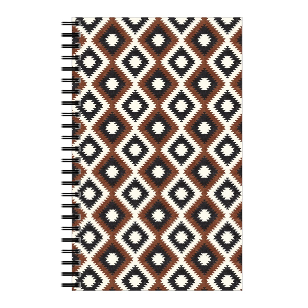 Aztec Notebook, 5x8, Brown, Silver Lining
