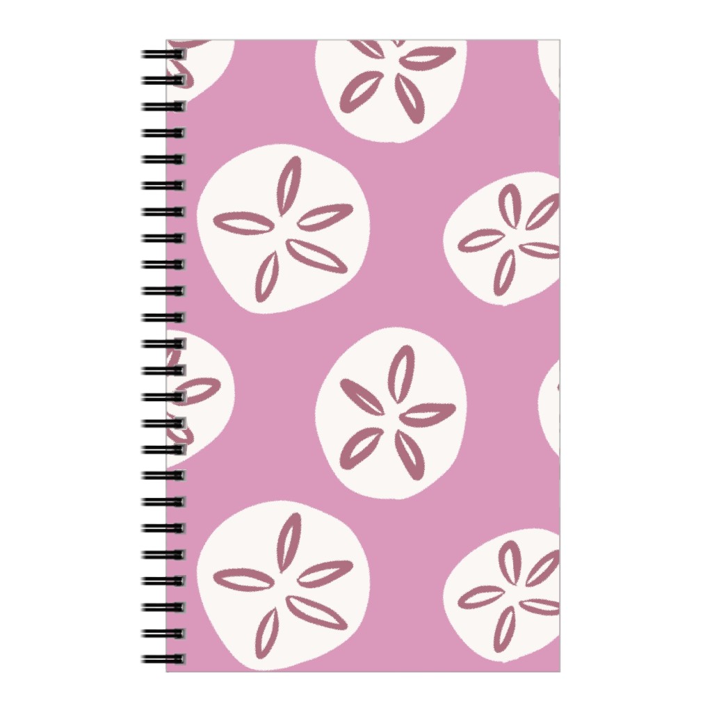 Sand Dollar Sea Shells Notebook, 5x8, Pink, Whisper