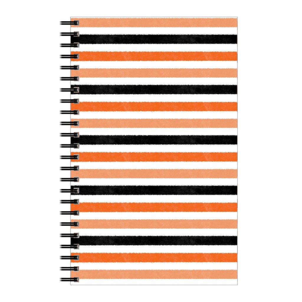 Halloween Stripes - Orange and Black Notebook, 5x8, Orange