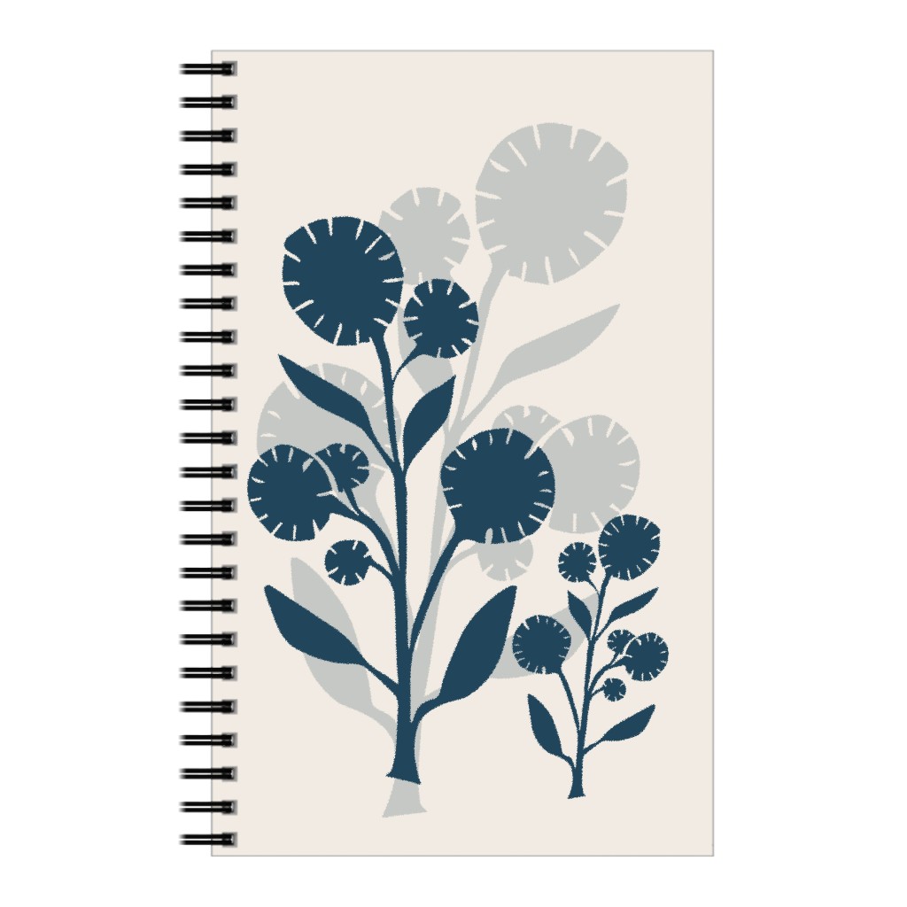 Abstract Flower Notebook, 5x8, Blue