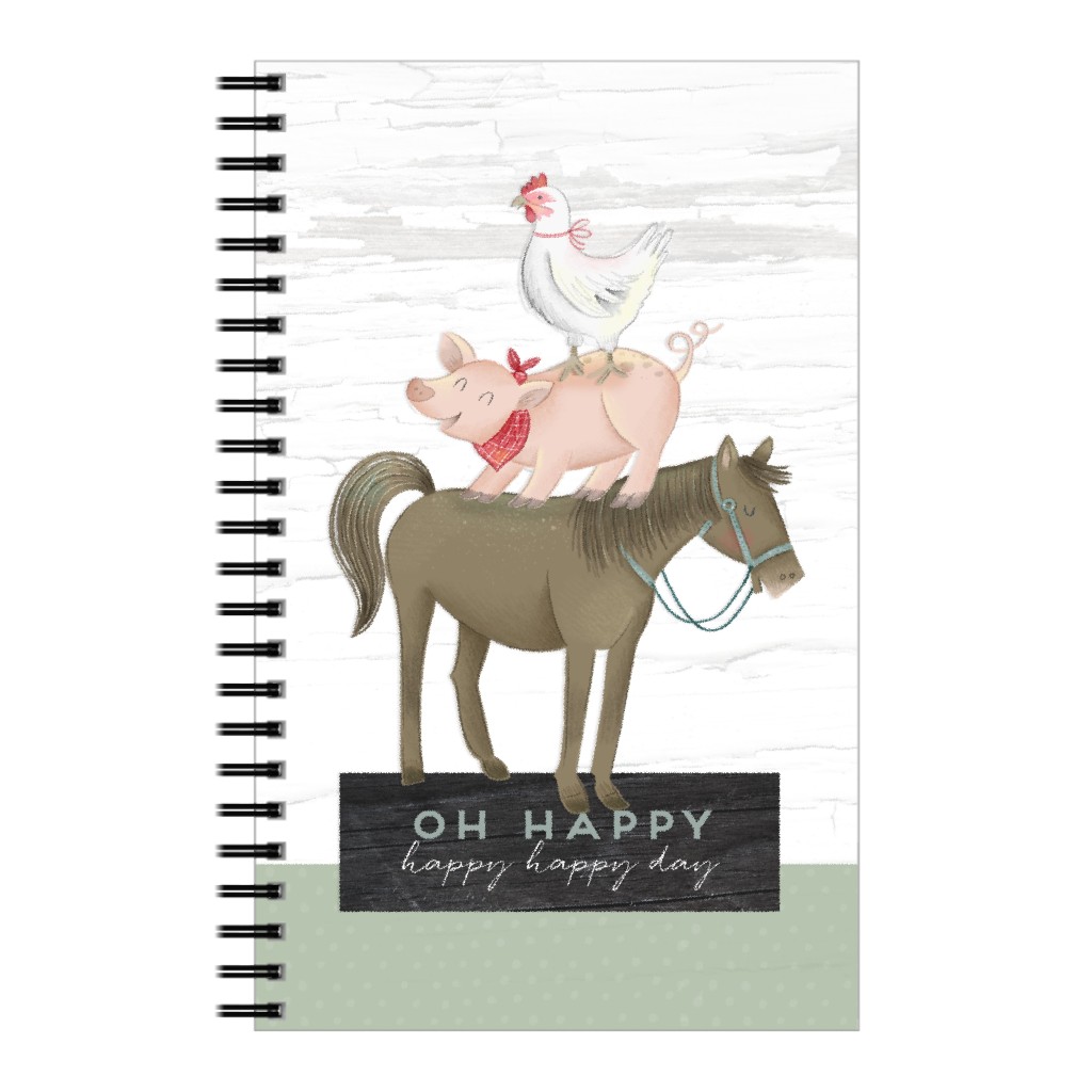 Stacked Happy Farm Animals - Multi Notebook, 5x8, Multicolor