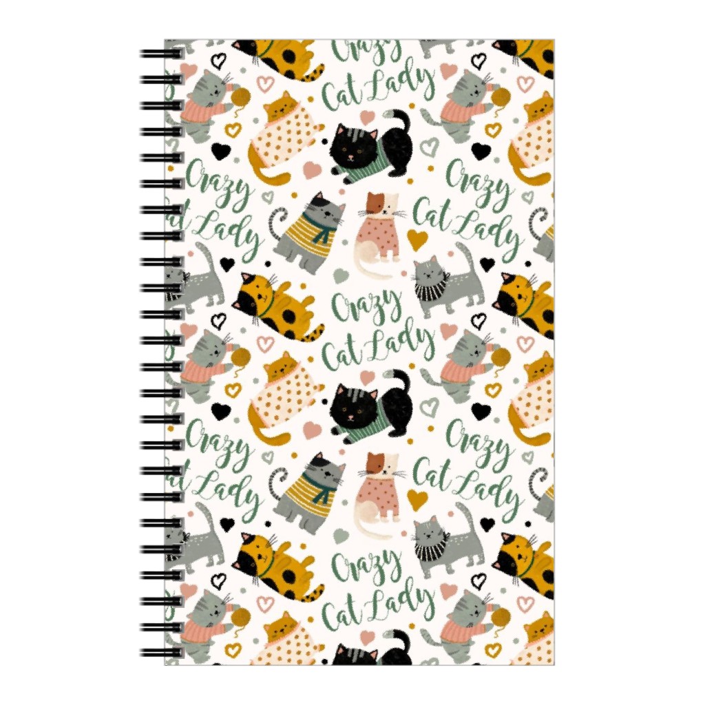 Crazy Cat Lady - Multicolor on Light Notebook, 5x8, Multicolor