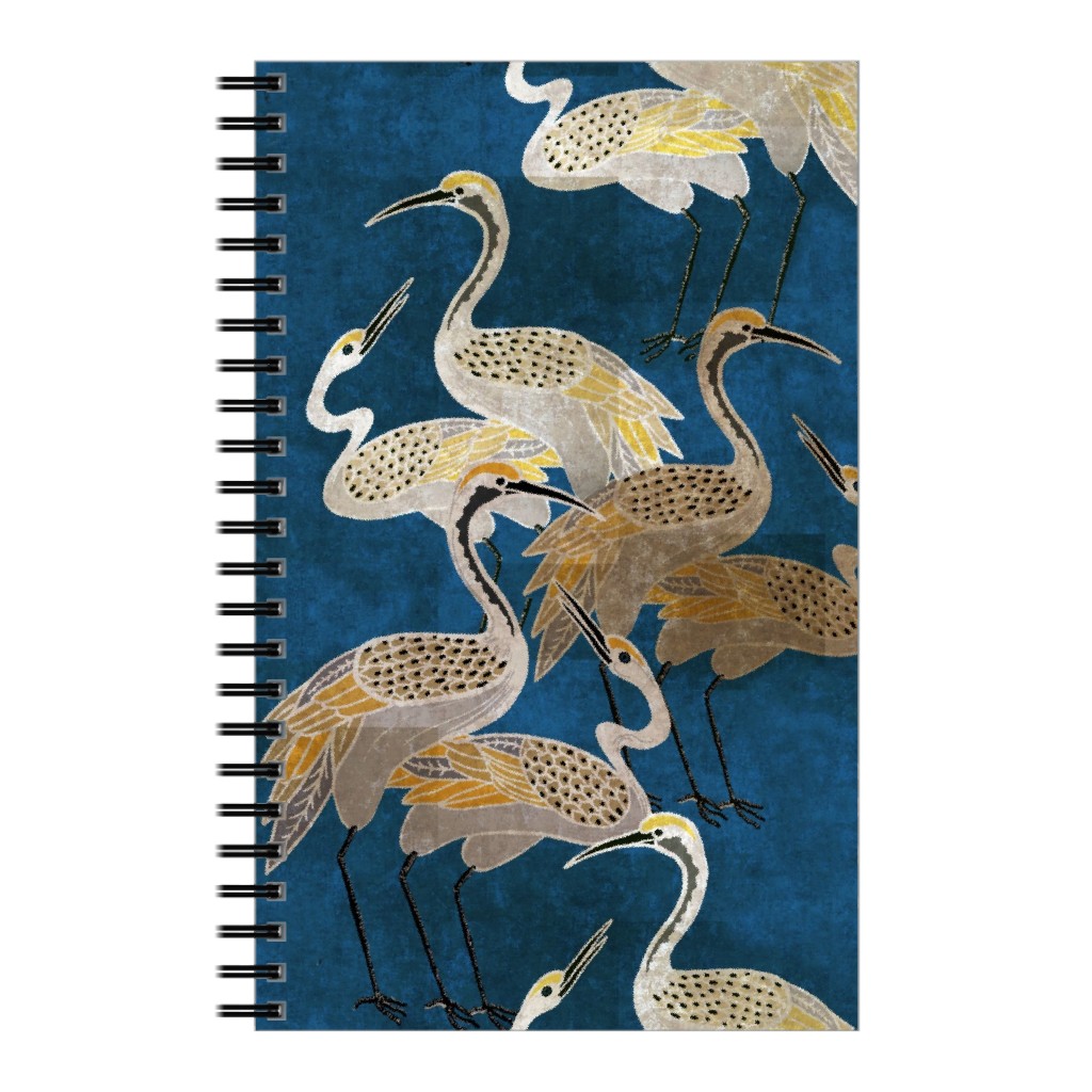 Deco Cranes - Sapphire Notebook, 5x8, Blue
