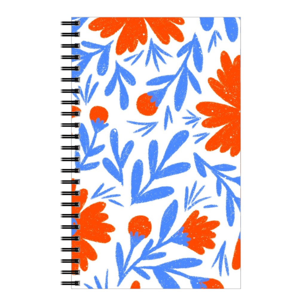 Floral Drop - Red and Blue Notebook, 5x8, Blue