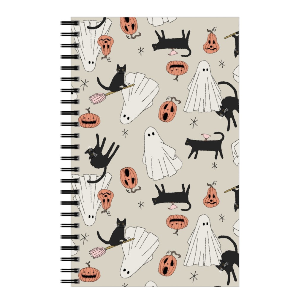 Spooky Halloween Notebook, 5x8, Beige