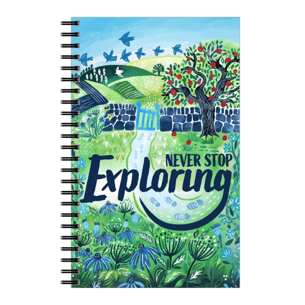 Never Stop Exploring - Green Notebook, 5x8, Green
