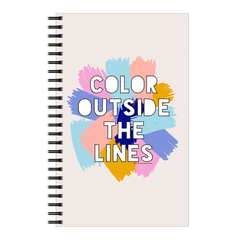 Color Outside the Lines - Pastels on Beige Notebook, 5x8, Multicolor