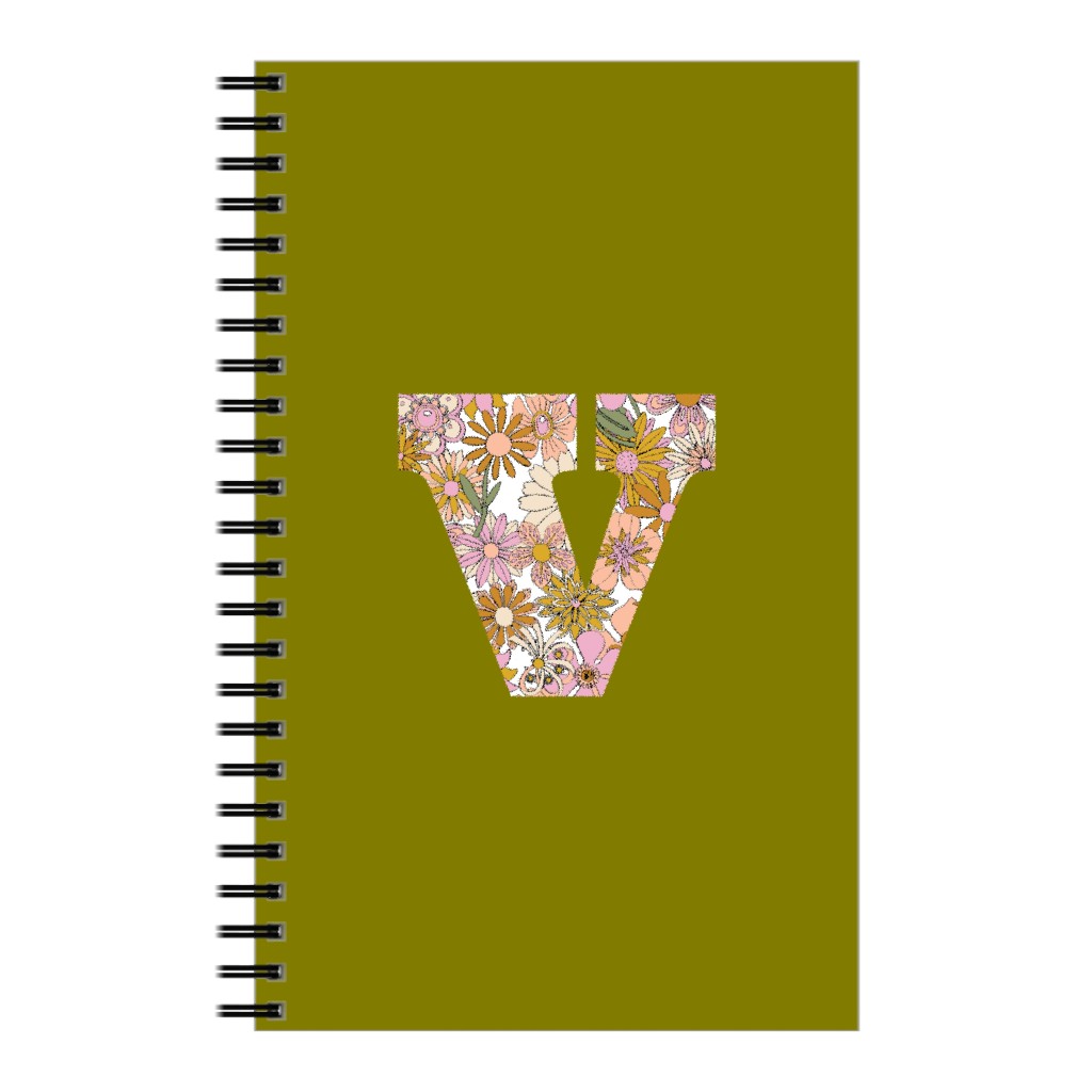 Chelsea Initial V Notebook, 5x8, Green