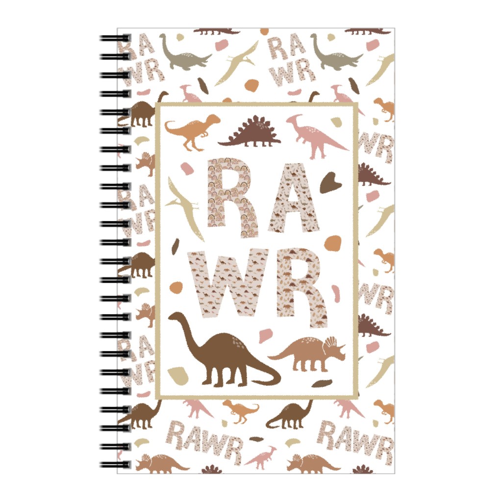 Rawr Dinosaurs - Neutral Notebook, 5x8, Multicolor