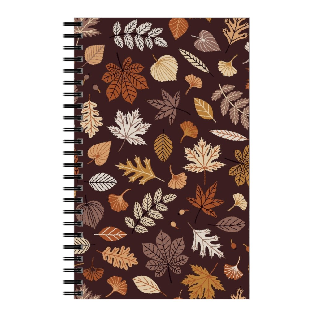 Falling Leaves - Brown Notebook, 5x8, Brown, Brown
