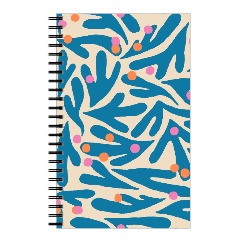 Funky Floral - Blue and White Notebook, 5x8, Blue
