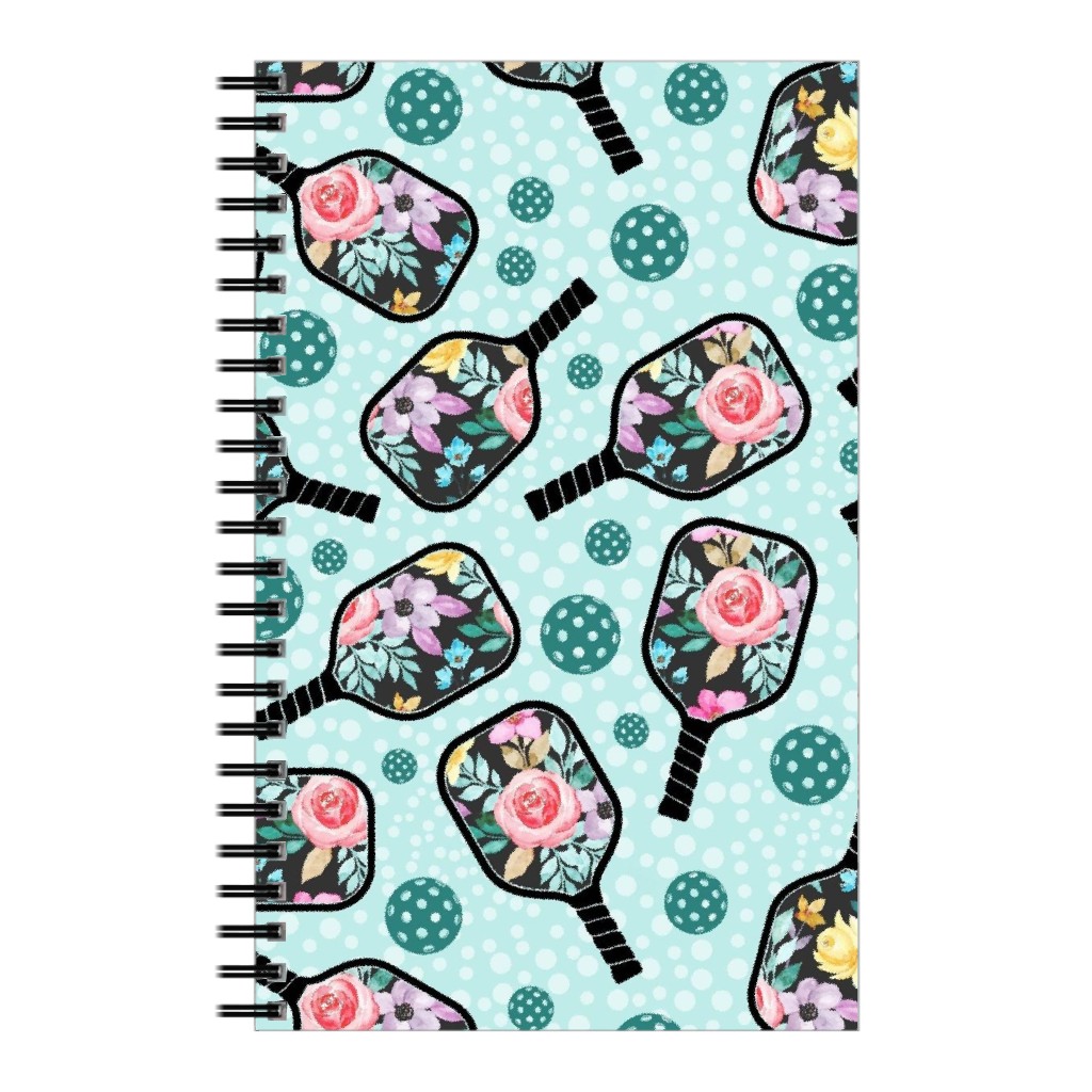 Pretty Pickleball Paddles - Multicolor Notebook, 5x8, Blue