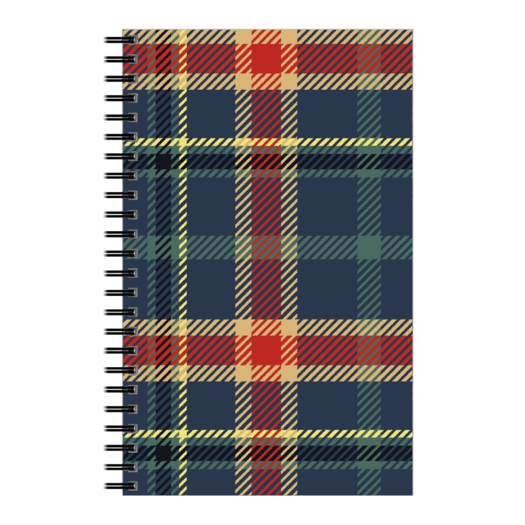 Navy Blue and Pine Plaid Notebook, 5x8, Multicolor