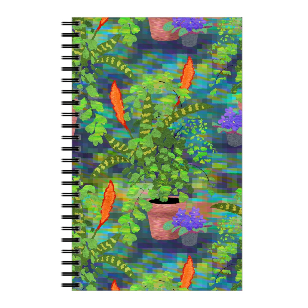 Impressionist Houseplants - Green Notebook, 5x8, Green