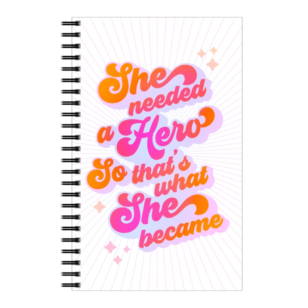 Motivational Hero Quote for Her - Candy Rainbow Notebook, 5x8, Orange