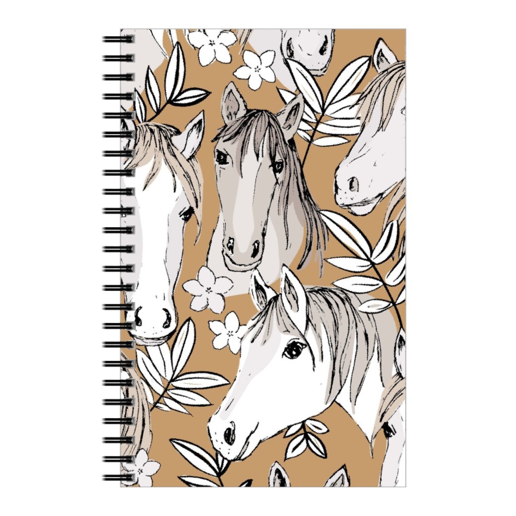 Wild Horses Notebook, 5x8, Brown