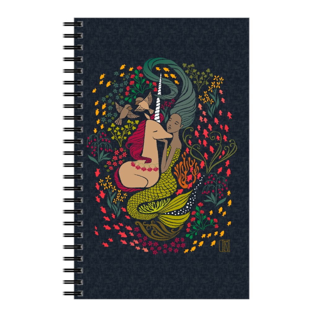 the Mermaid and the Unicorn Notebook, 5x8, Multicolor, Silhouette